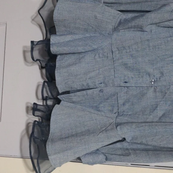 Ashley Stewart peplum blue long sleeves shirt size 16 - Picture 2 of 4